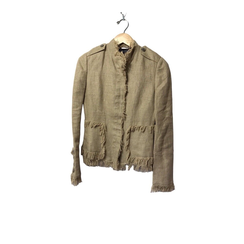 Dolce & Gabbana Women Linen Jacket‎ with fringe Beige 40